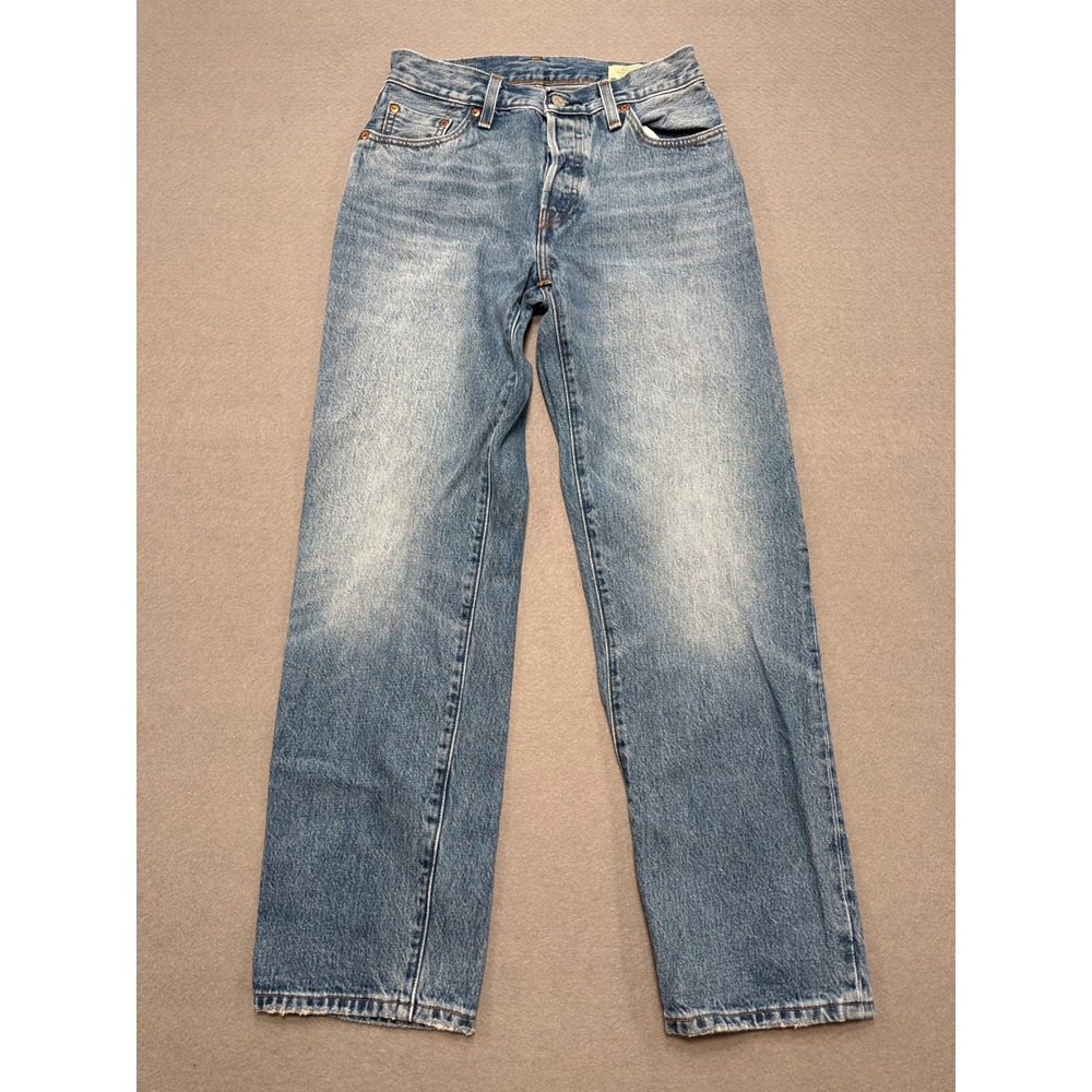 Levi's 501 Jeans Women's 25x28 Blue Light Wash Straight Leg Button Fly Fade